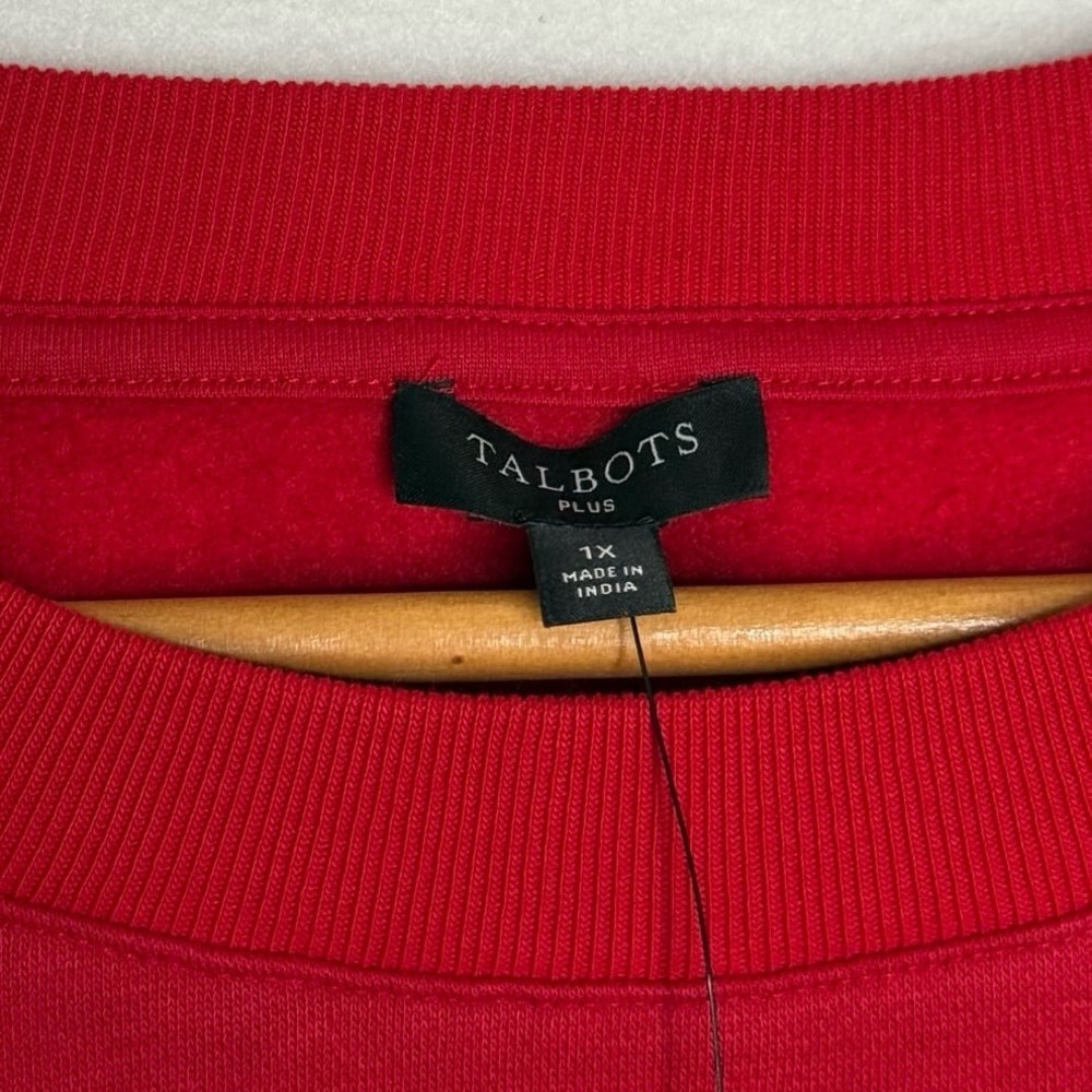 NWT Talbots Soiree Embellished Sweatshirt Red Rhinestone Plus Sz 1X Cozy Holiday - Picture 5 of 12